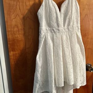 All white lace hi-low dress